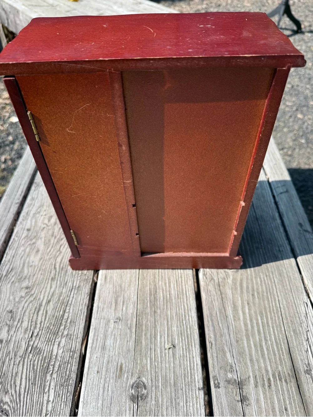 Mahogany Red Wooden Jewelry Armoire Cabinet with Etched Glass